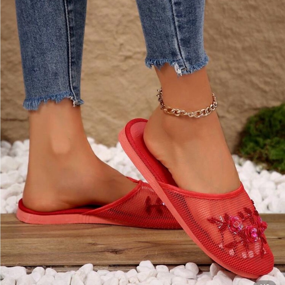 Women's Red Slide Sandals